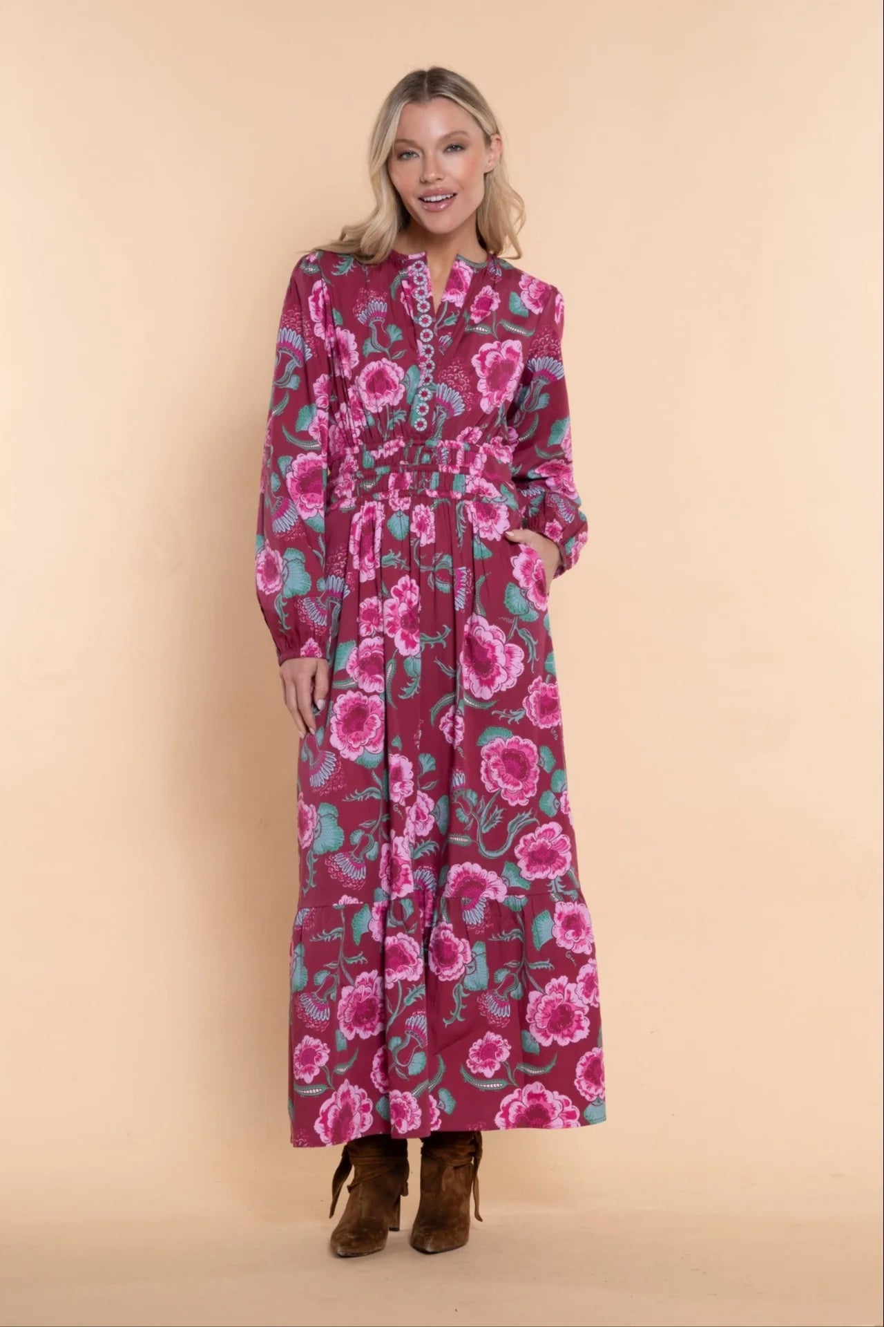 Sheridan French Eloise Dress Long Sleeve - Mulberry Flora