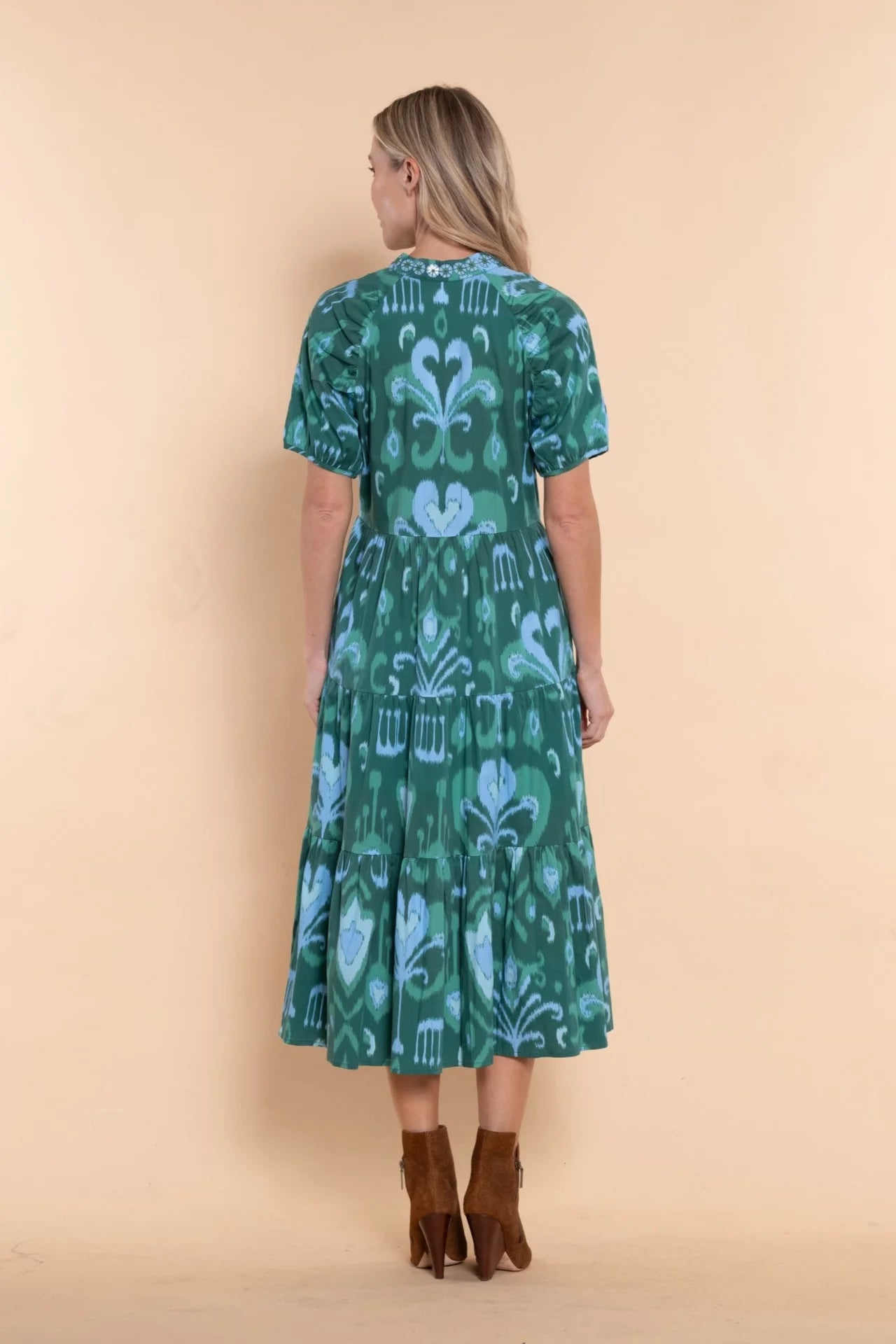 Sheridan French Kimbell Dress - Emerald Ikat