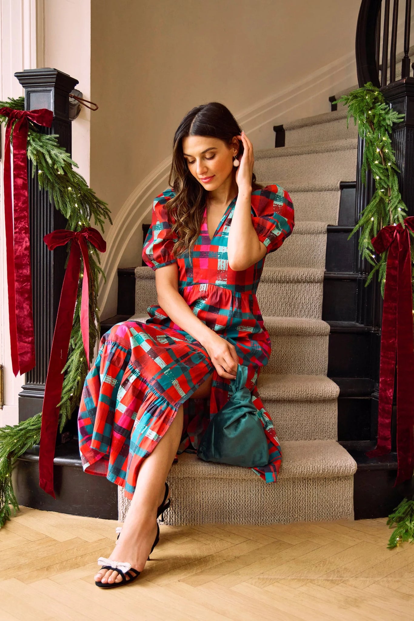 Sheridan French Margot Dress - Poinsettia Tartan