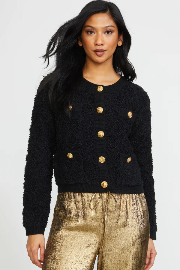 Stellah Textured Sweater Jacket - Black