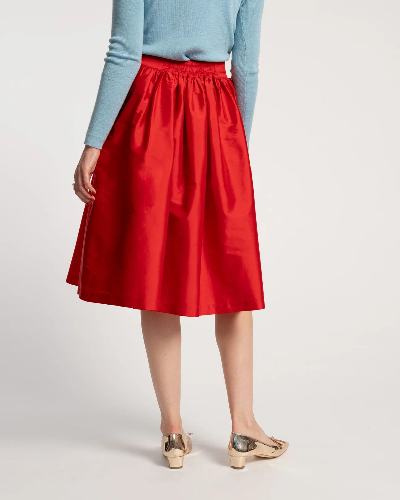 Frances Valentine Barbara Gathered Midi Skirt - Red