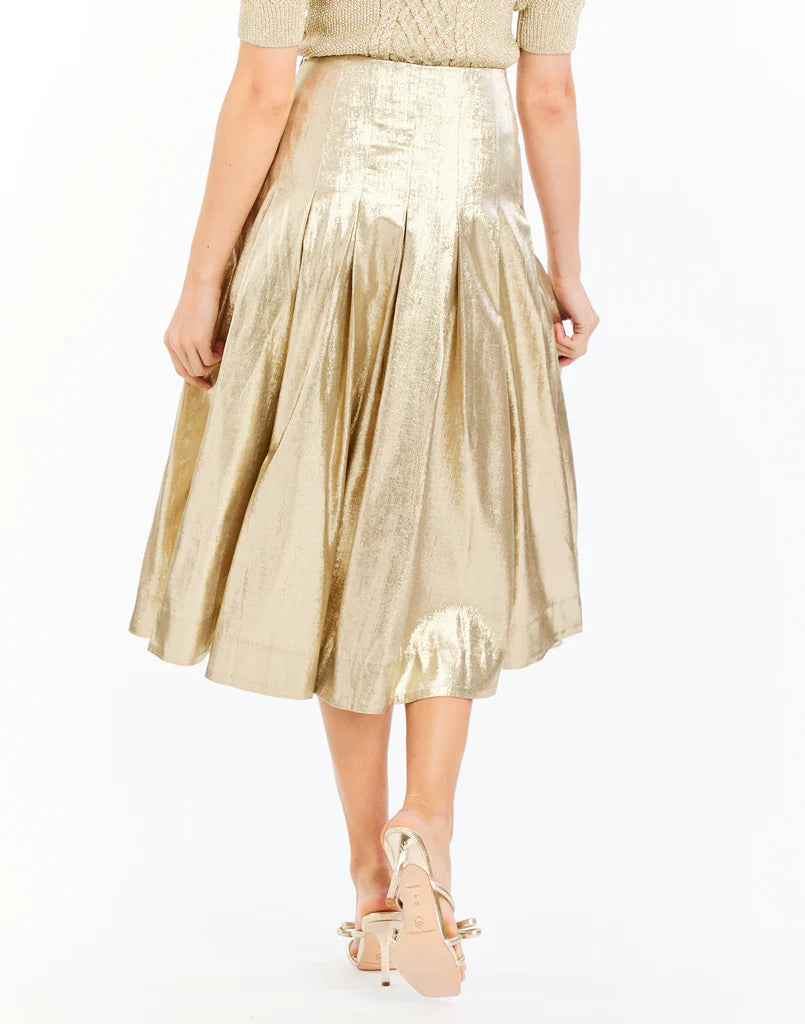 Mestiza Seville Midi Skirt - Champagne Metallic