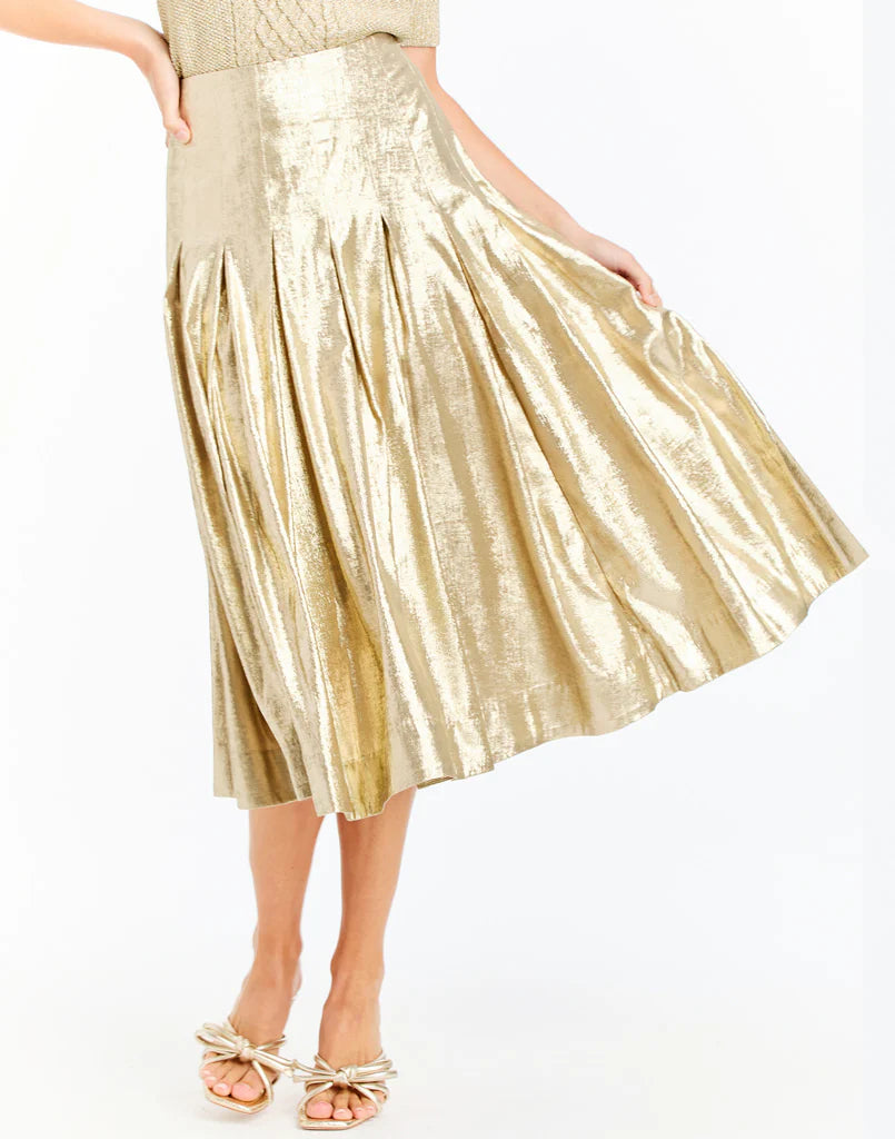 Mestiza Seville Midi Skirt - Champagne Metallic