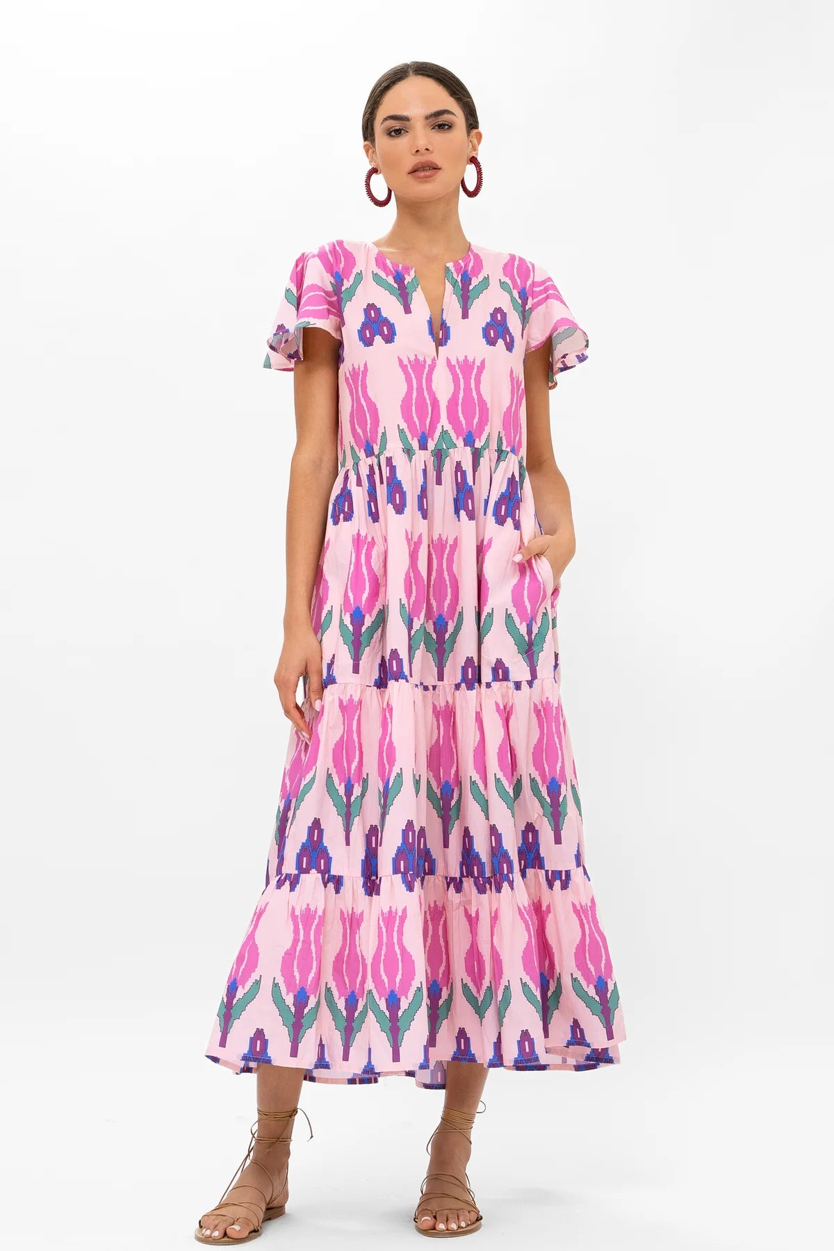 OLIPHANT V-Neck Maxi Dress - Sumba Pink