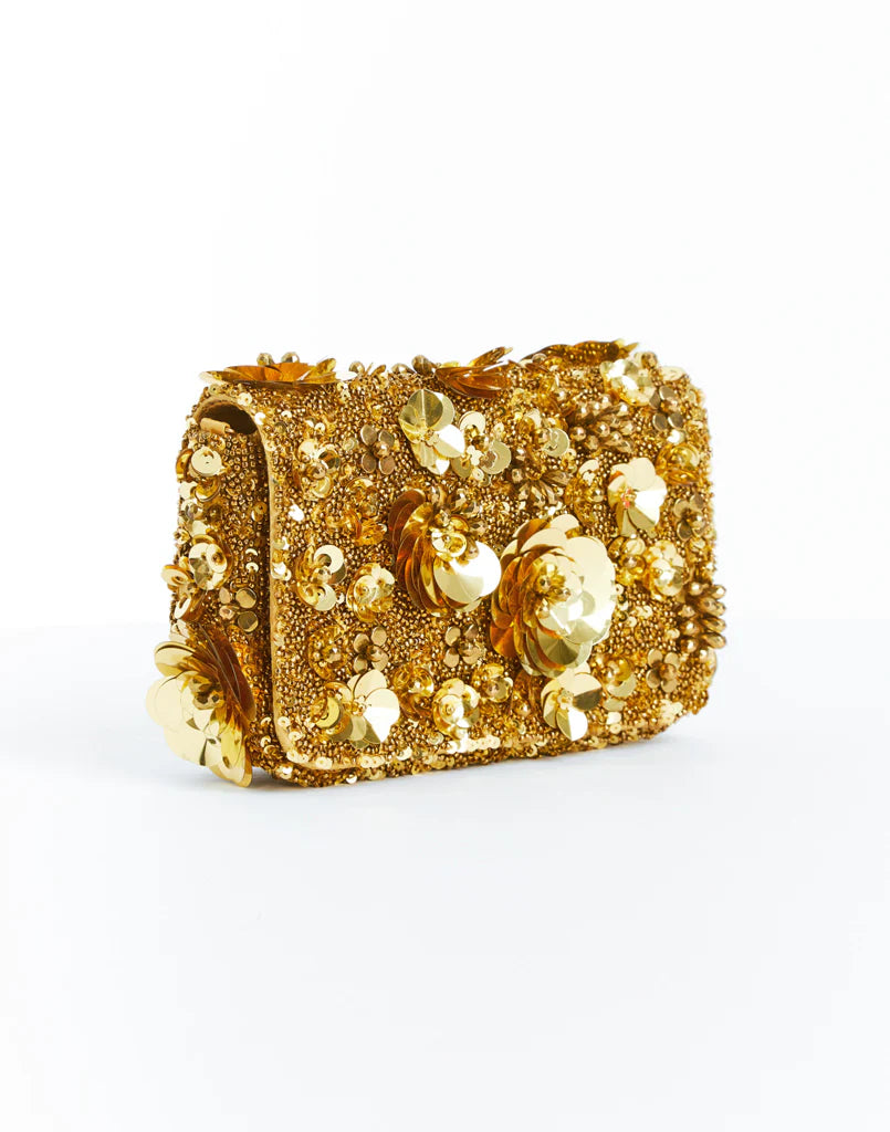 Mestiza Torres Beaded Clutch Bag - Gold