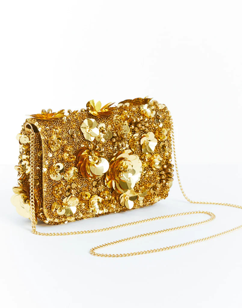 Mestiza Torres Beaded Clutch Bag - Gold