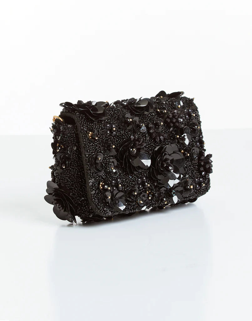 Mestiza Torres Beaded Clutch Bag - Black