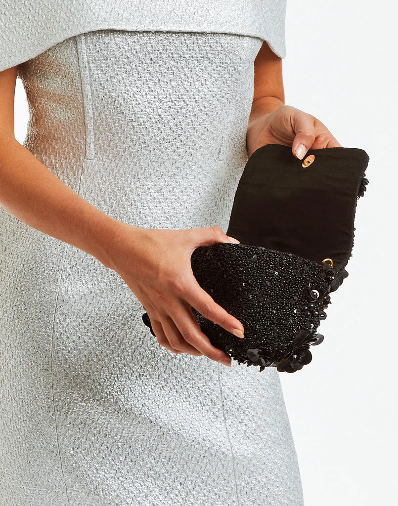 Mestiza Torres Beaded Clutch Bag - Black
