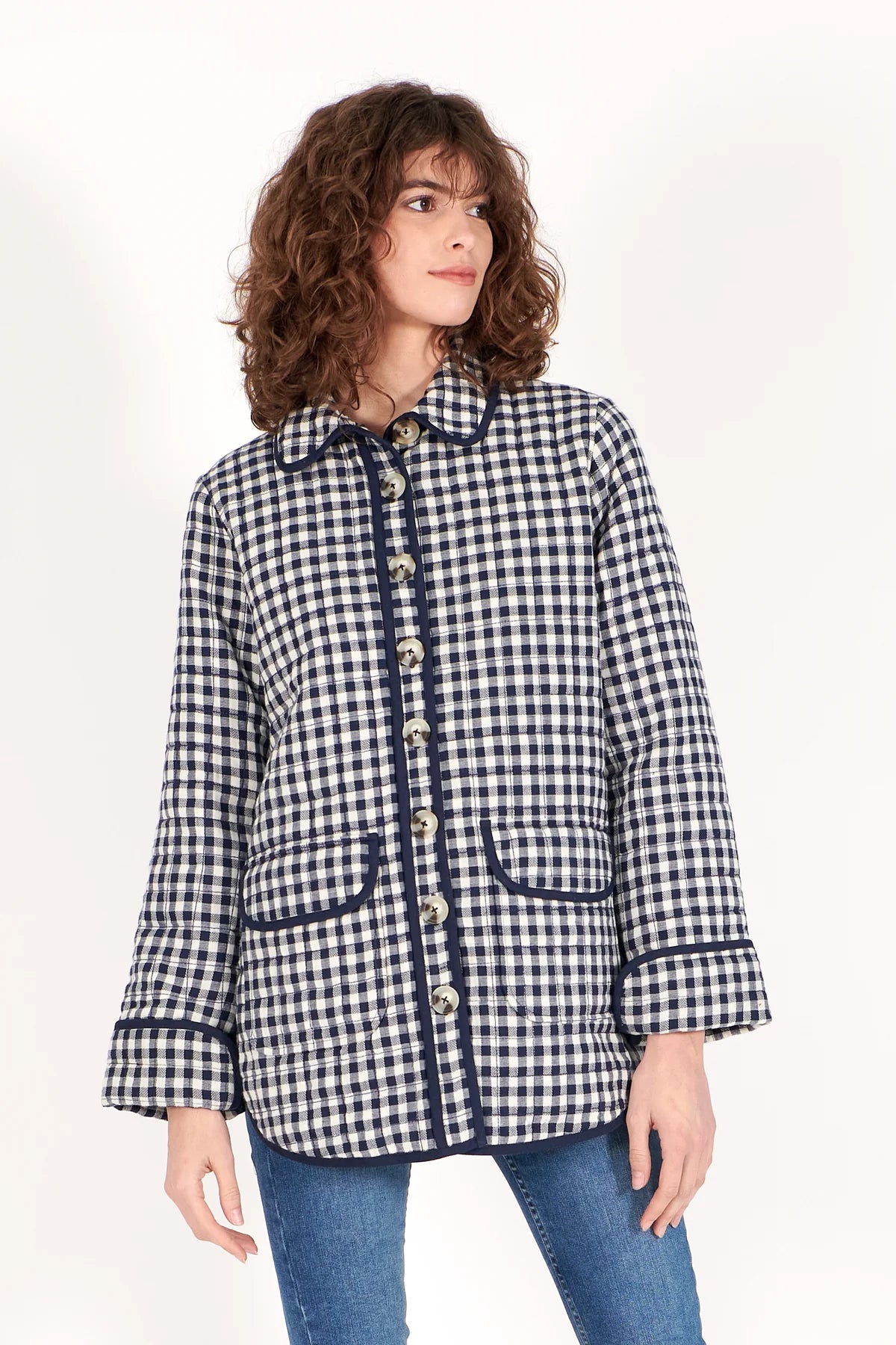 Neve & Noor Maddie Jacket - Indigo Gingham