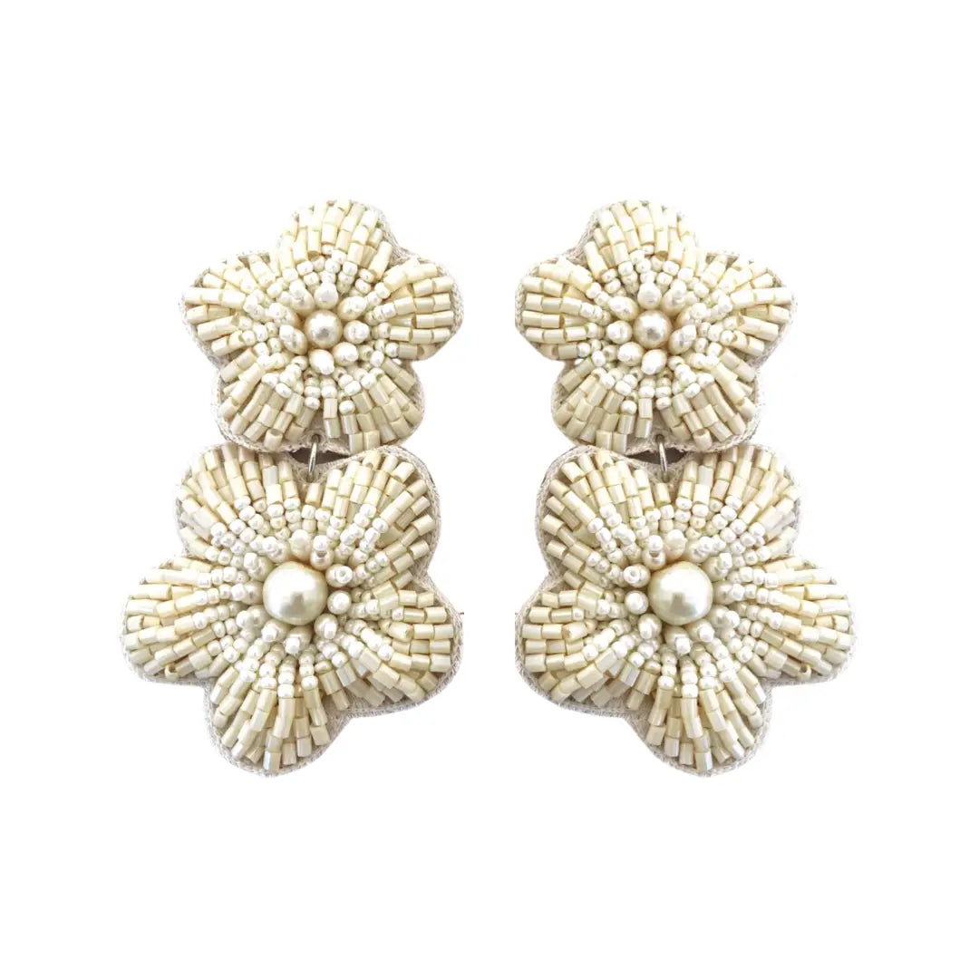 Beth Ladd Collections Bali Flower Earrings - Ivory