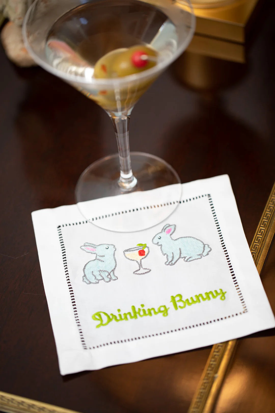 August Morgan Drinking Bunny Cocktail Napkin