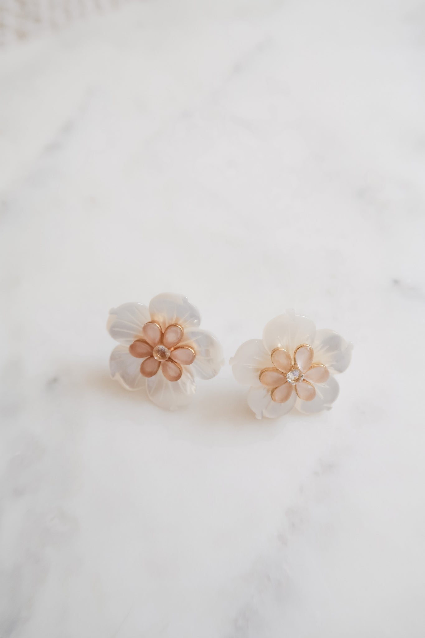 S J Bailey Pink Embellished Mother of Pearl Studs