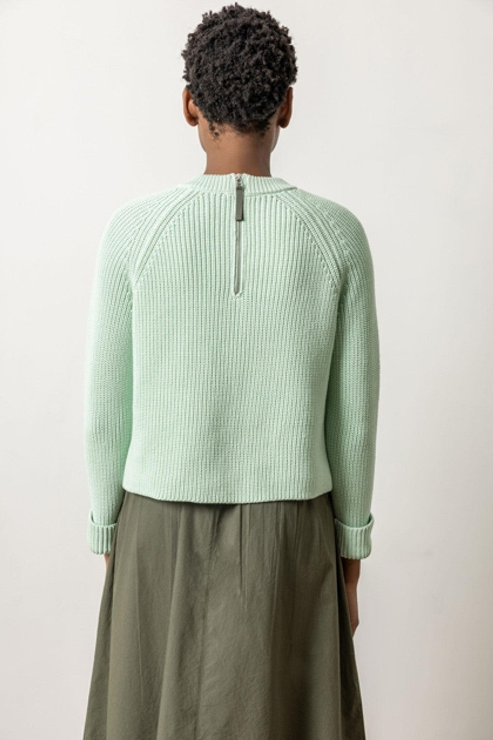 Lilla P Zip Back Raglan Sweater - Pistachio