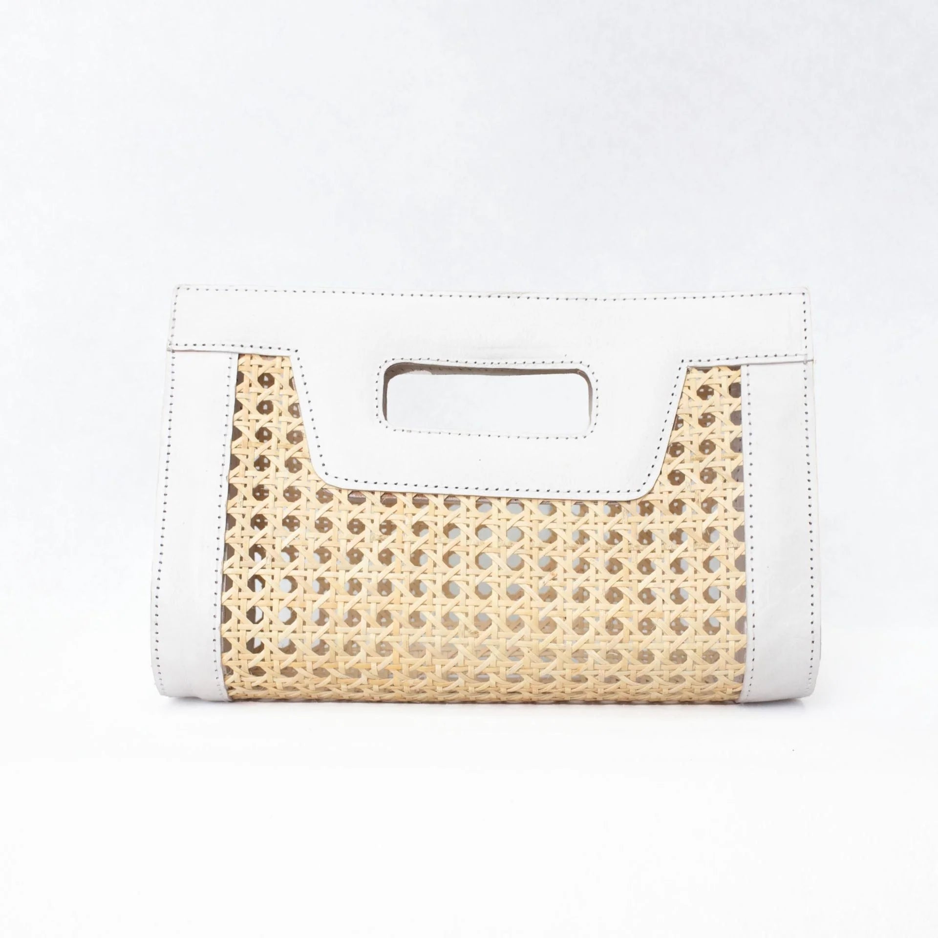 Jelavu Venice Mini Cane Leather Clutch - White