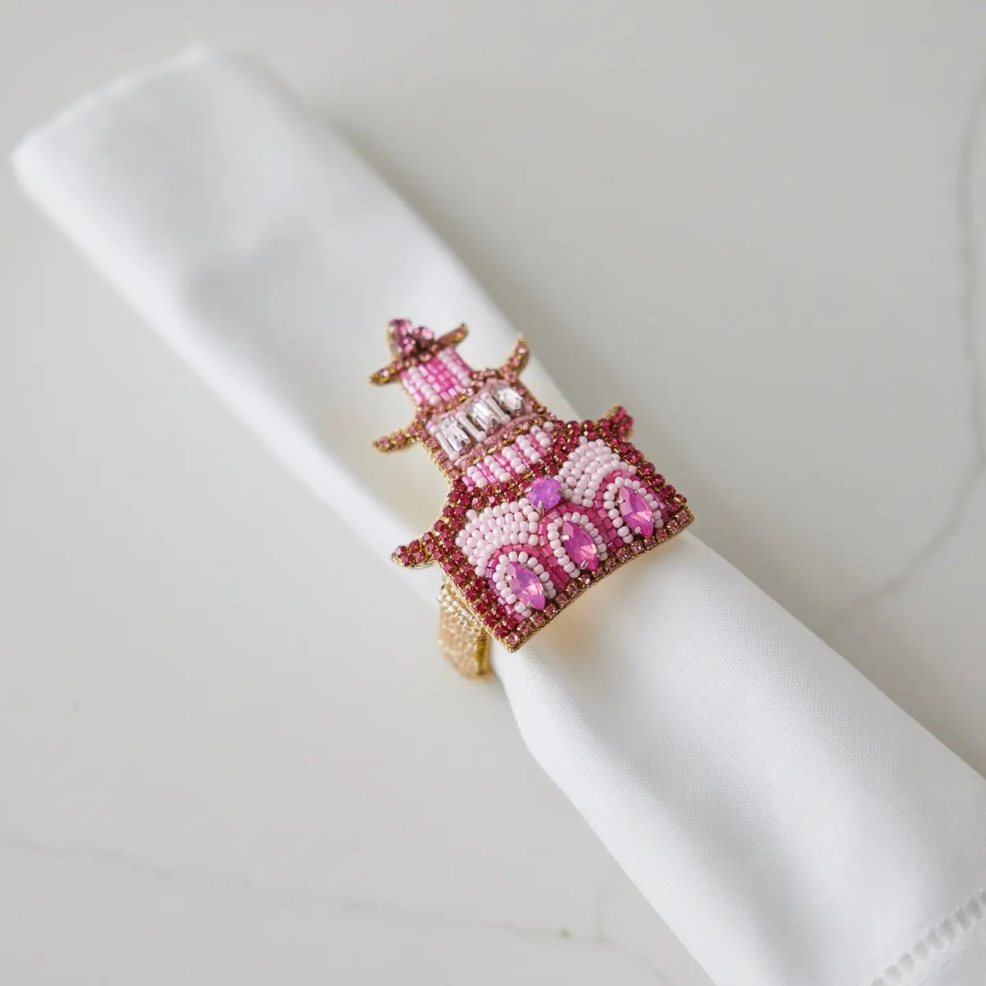 Beth Ladd Collections Pink Pagoda Napkin Ring