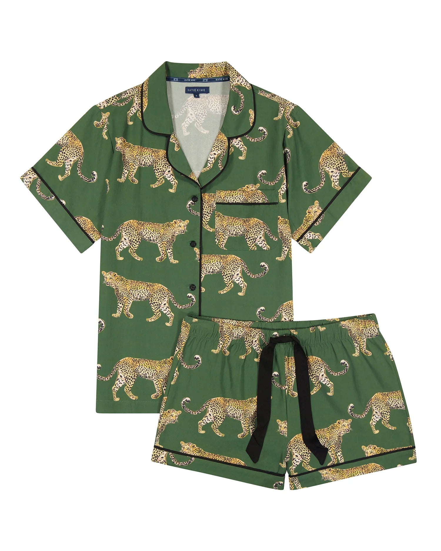 Katie Kime Cheetah Short Pajama Set - Green