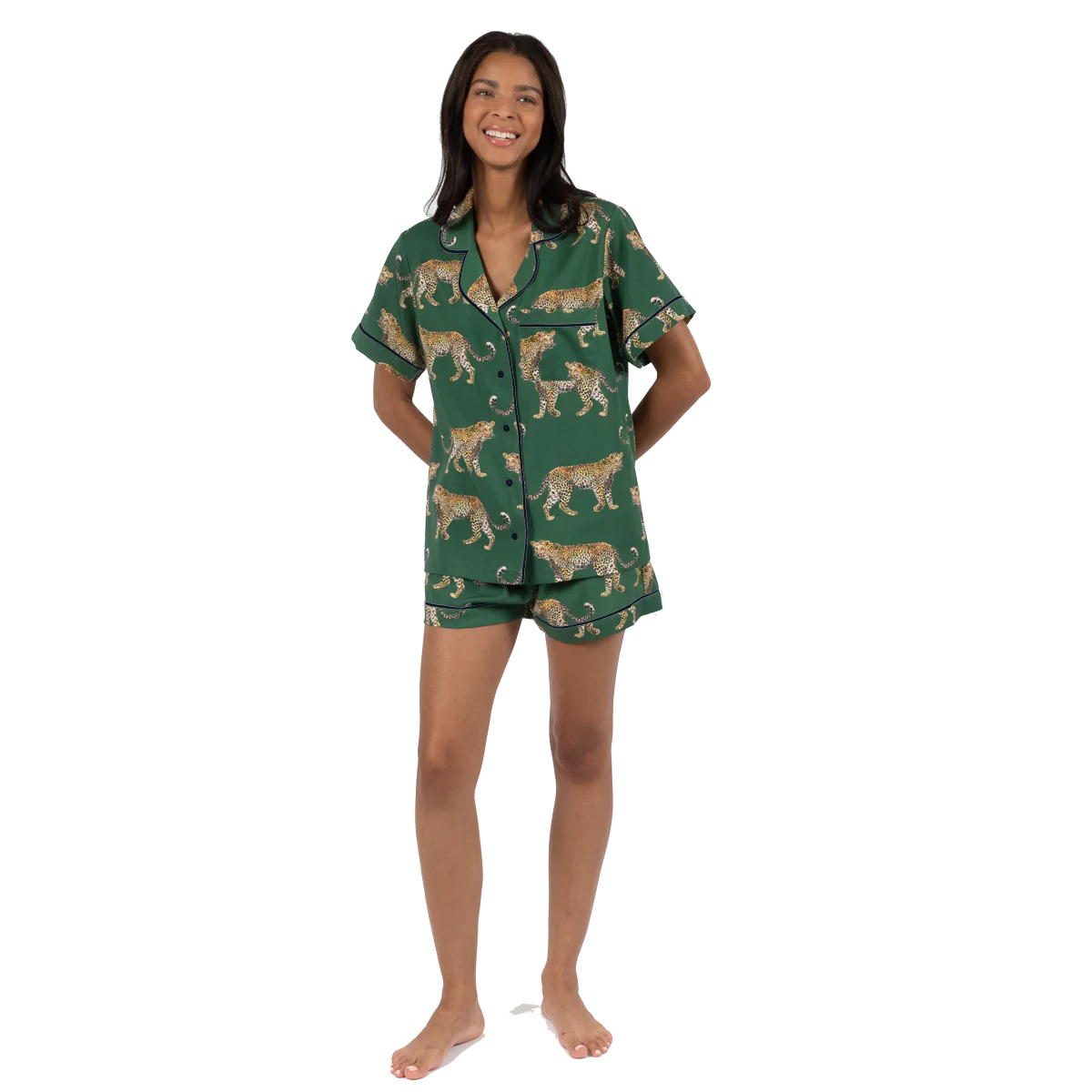 Katie Kime Cheetah Short Pajama Set - Green