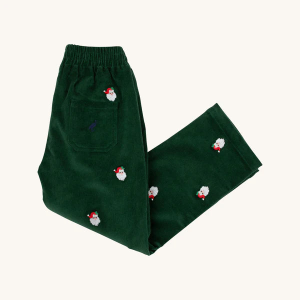 The Beaufort Bonnet Company Critter Sheffield Pants Corduroy - Grier Green & Santa Embroidery