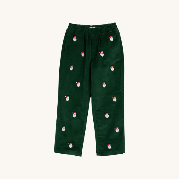 The Beaufort Bonnet Company Critter Sheffield Pants Corduroy - Grier Green & Santa Embroidery