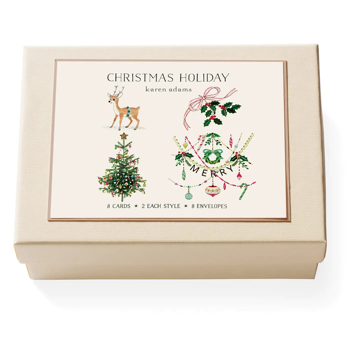 Karen Adams Christmas Holiday Note Card Box