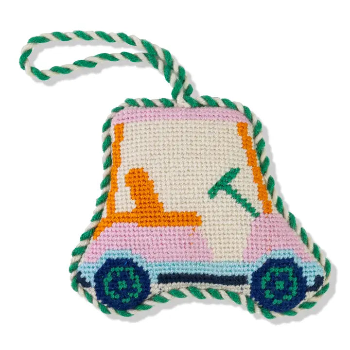 Furbish Studio Needlepoint Ornament - Golf Cart