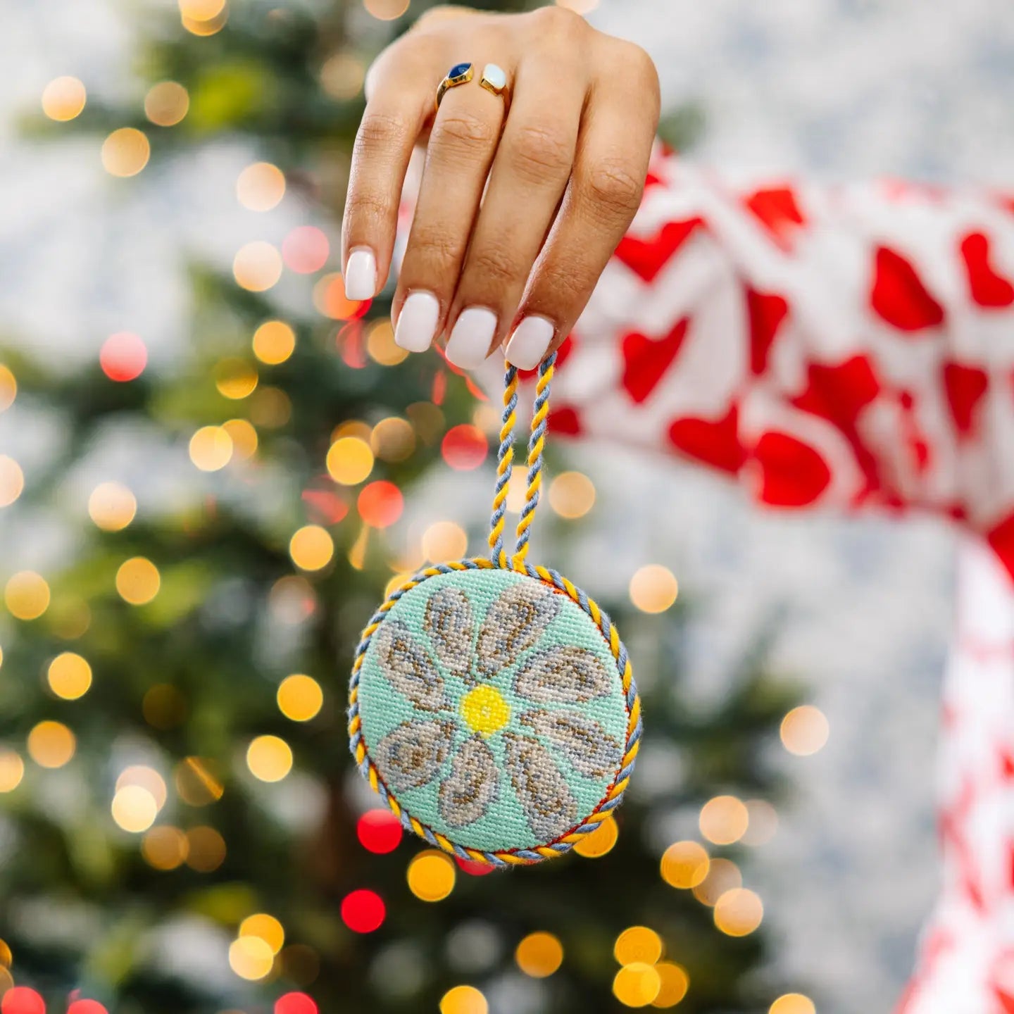 Furbish Studio Needlepoint Ornament - Oyster