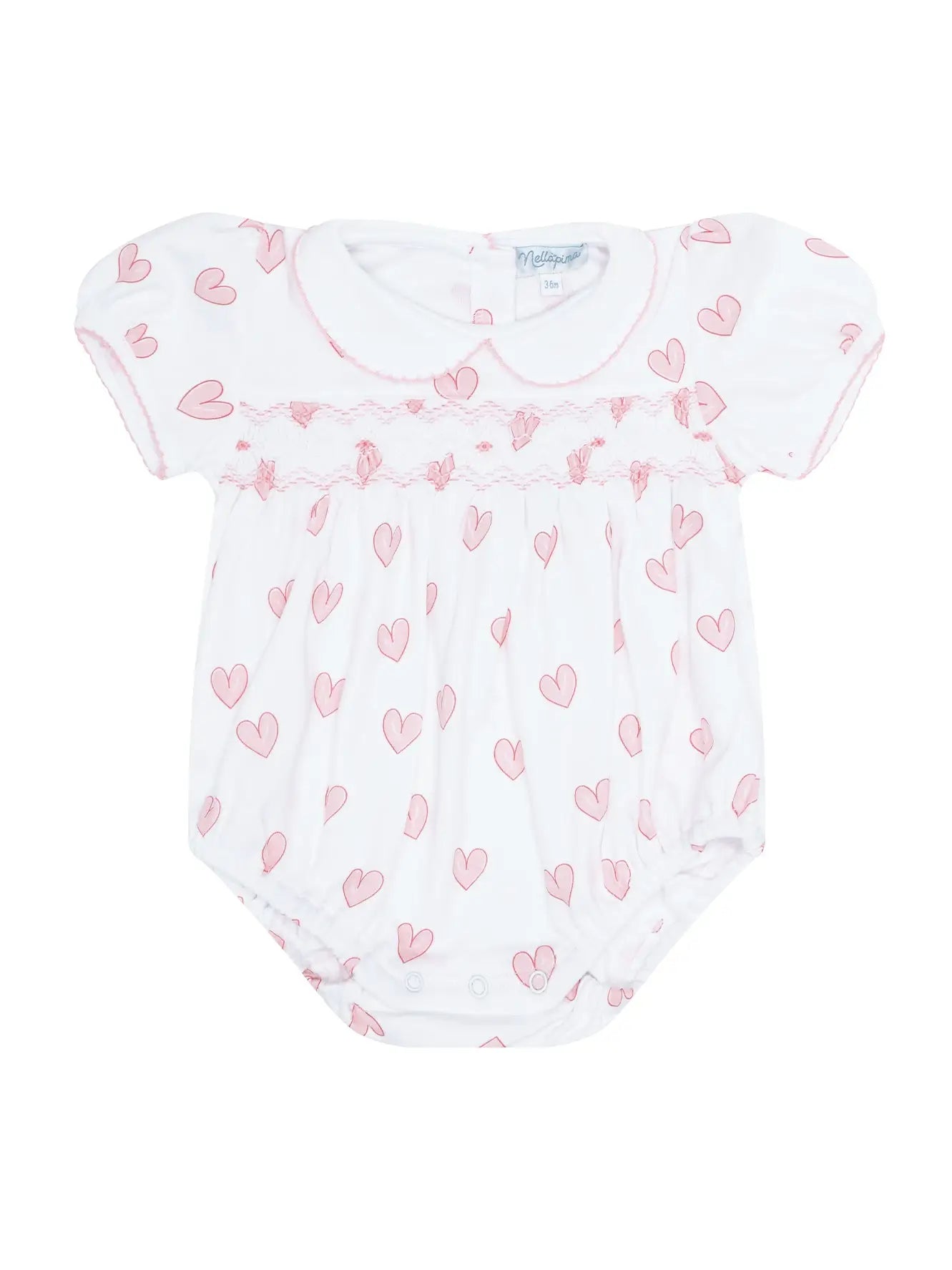 Nellapima Pink Heart Print Smocked Bubble