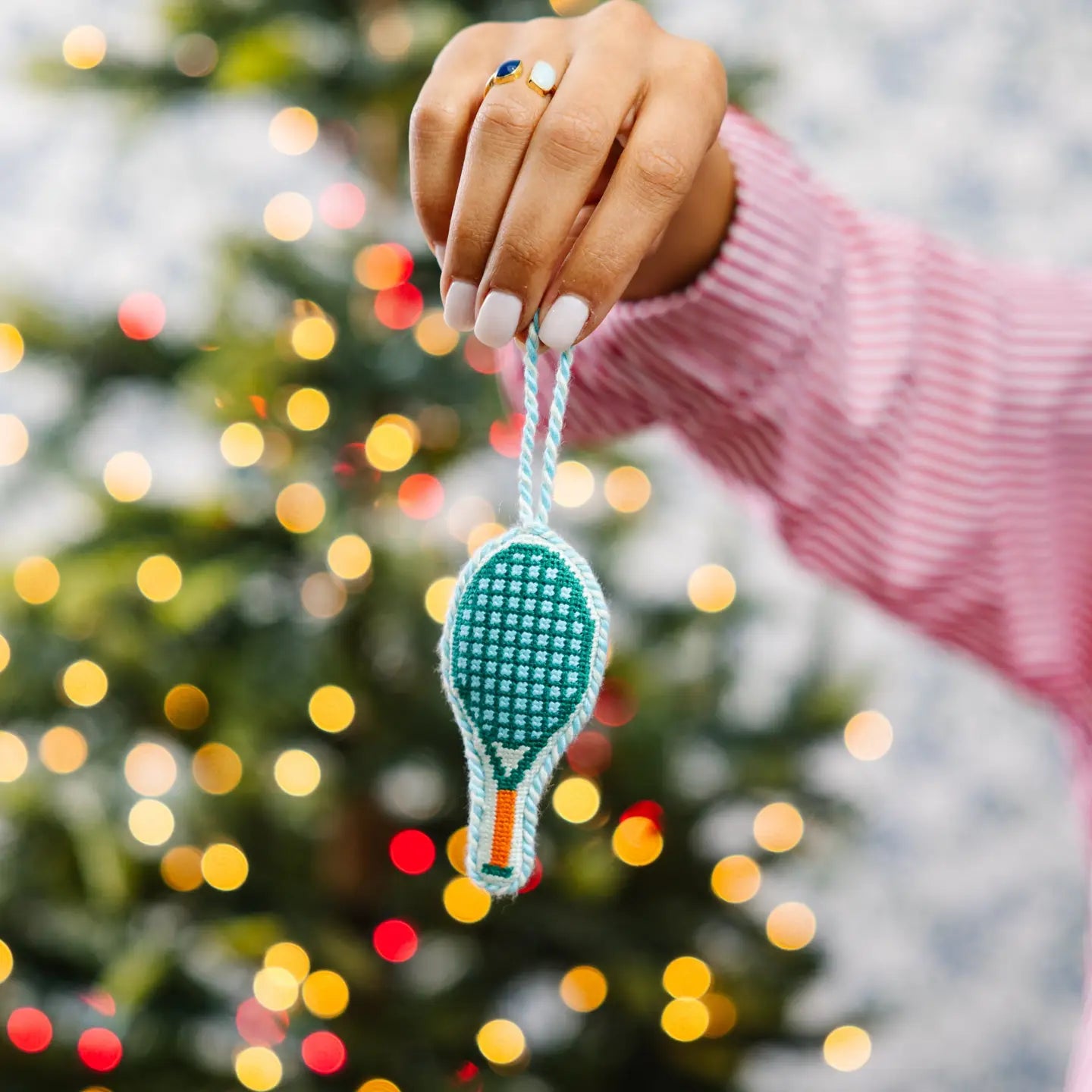Furbish Studio Needlepoint Ornament - Tennis Racket