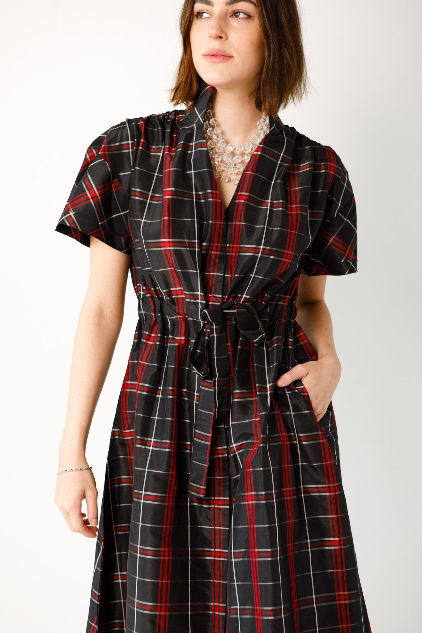 Holly Shae Bria Dress - Black Taffeta Plaid