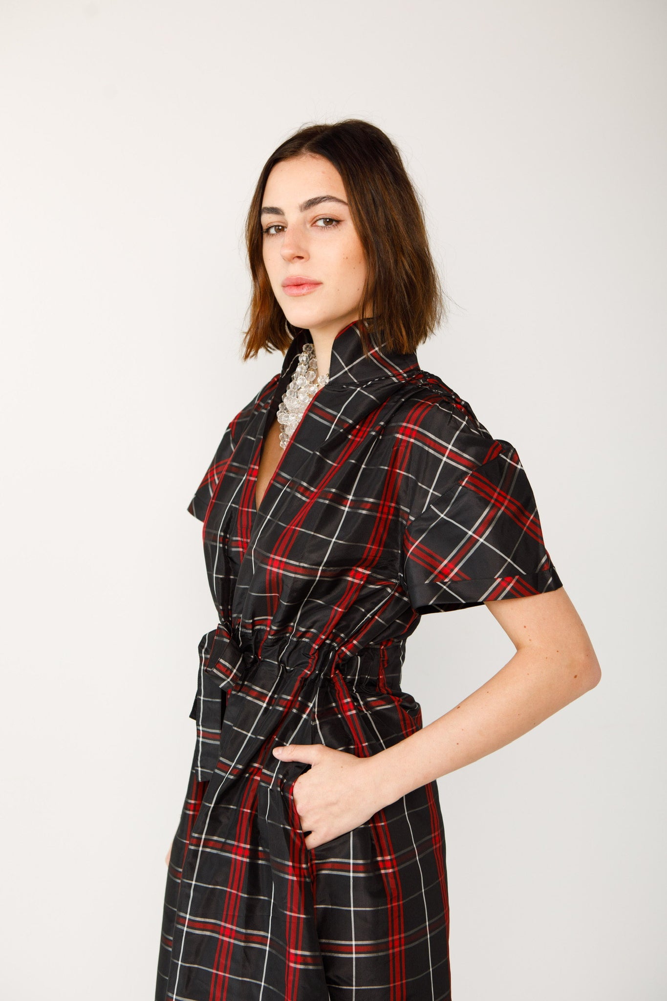 Holly Shae Bria Dress - Black Taffeta Plaid