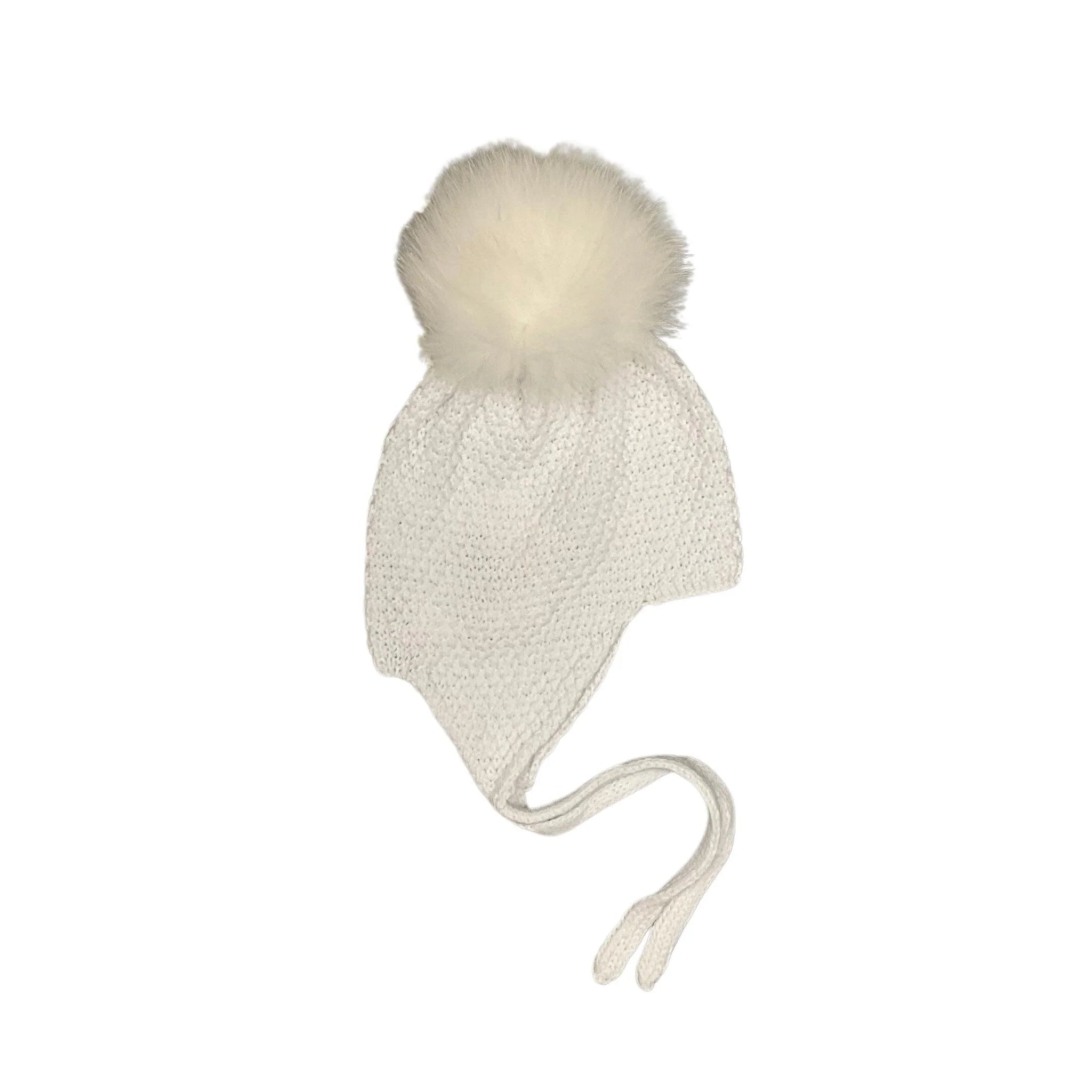 Mi Lucero Pom Aviator Hat - White