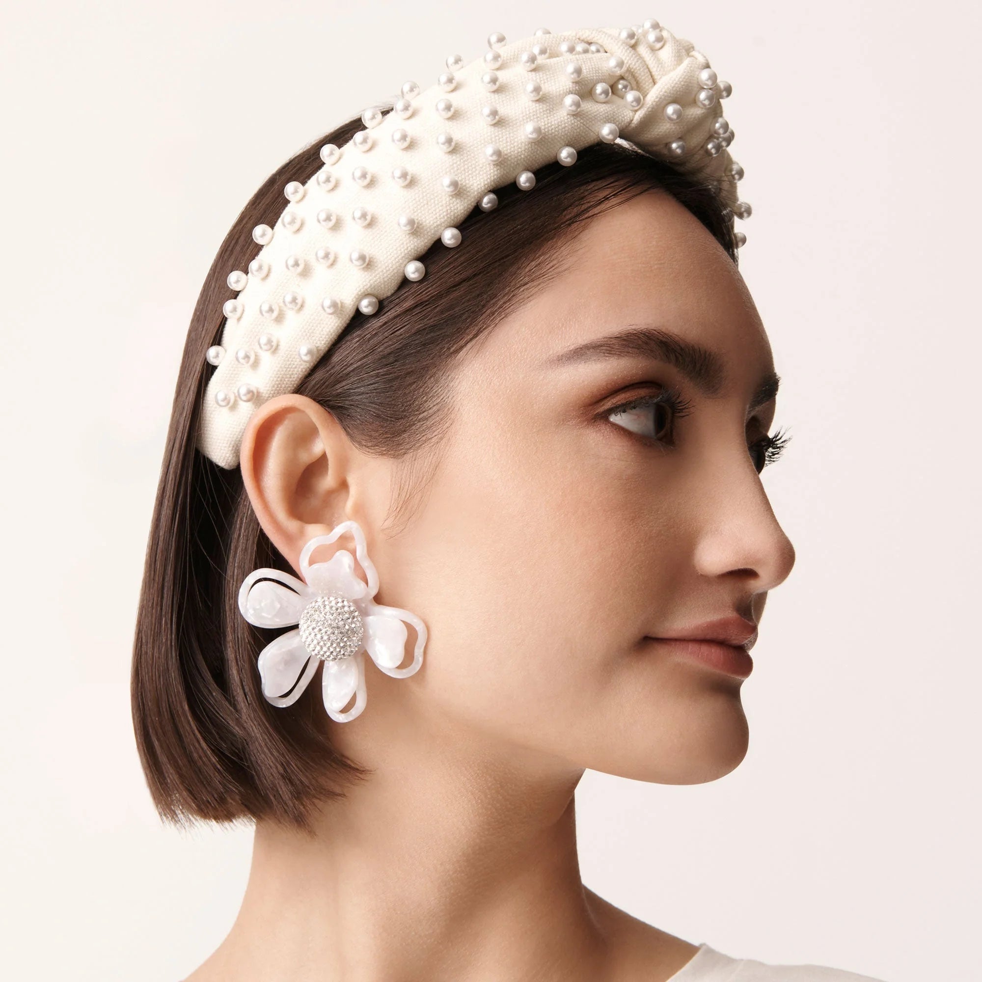 Lele Sadoughi Ivory Woven Pearl Headband