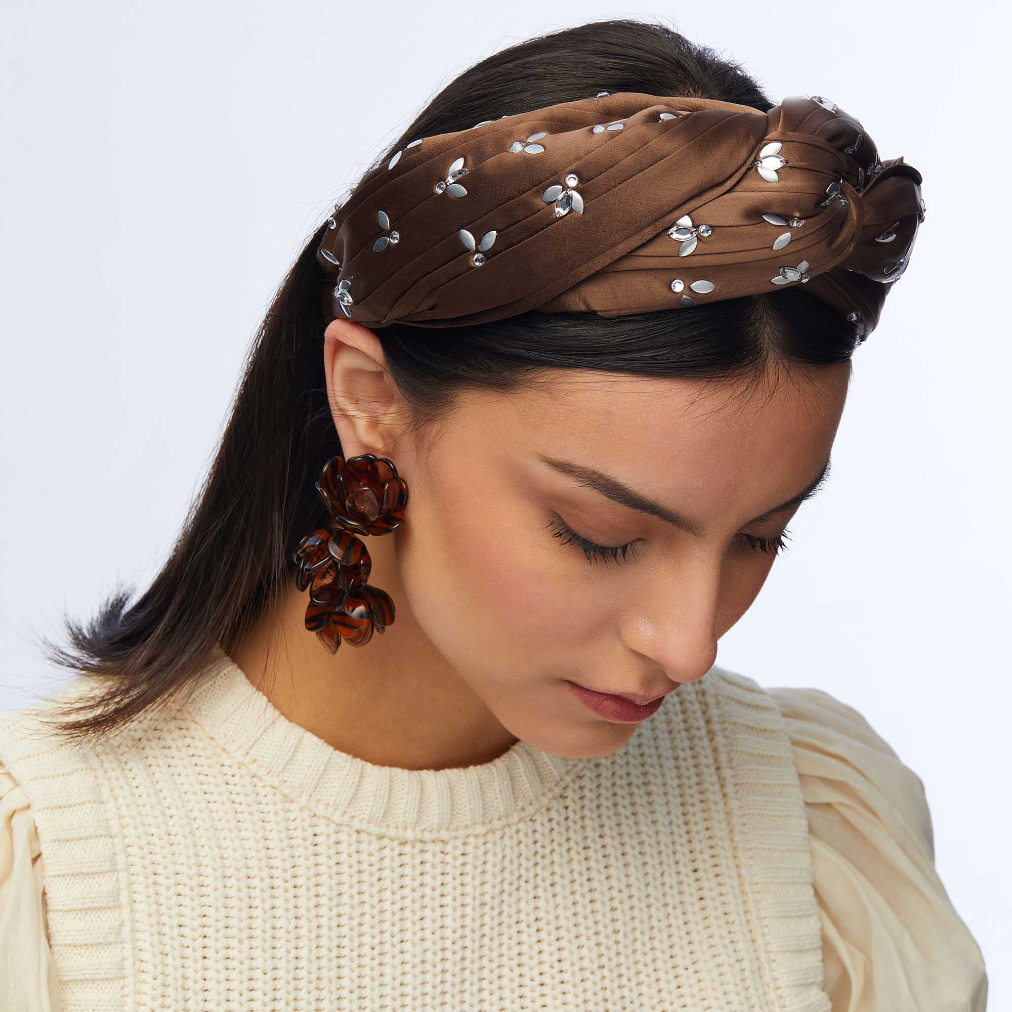 Lele Sadoughi Rootbeer Crystal Honeybee Greta Headband