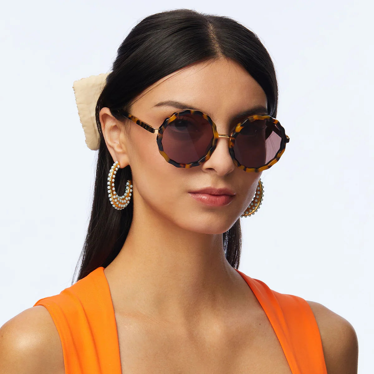 Lele Sadoughi Tortoise Paros Round Sunglasses