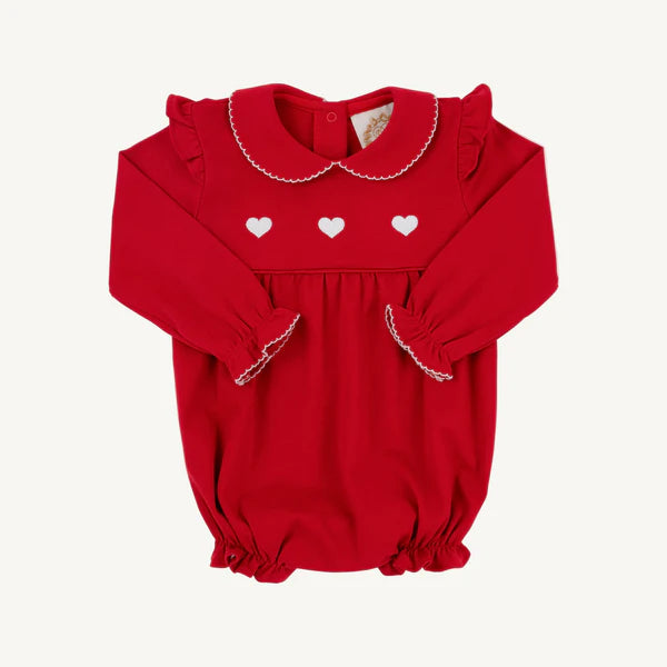 The Beaufort Bonnet Company Long Sleeve Biltmore Bubble - Richmond Red/Worth Ave White/Hearts