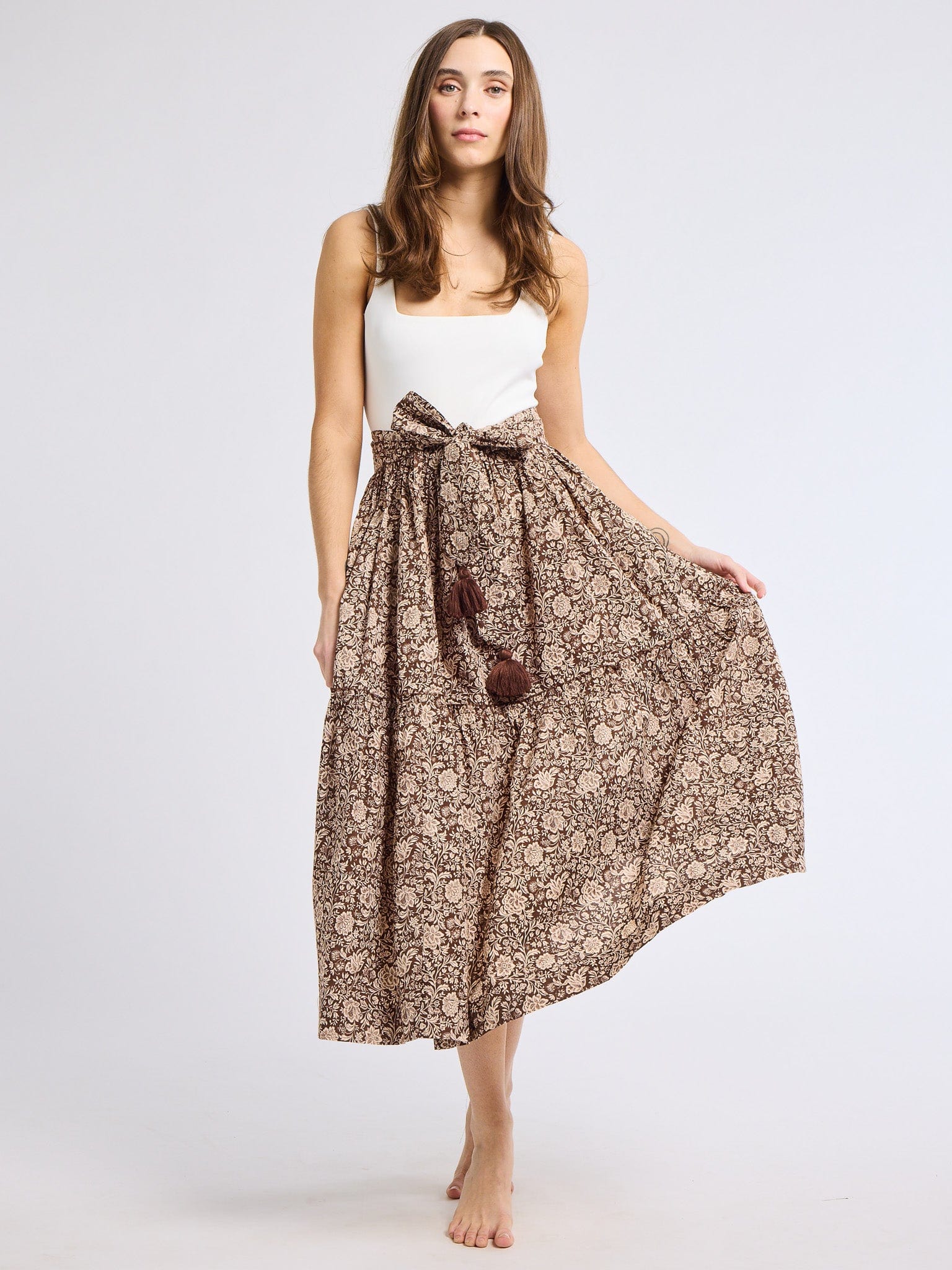 Mille Françoise Skirt - Cocoa Floral