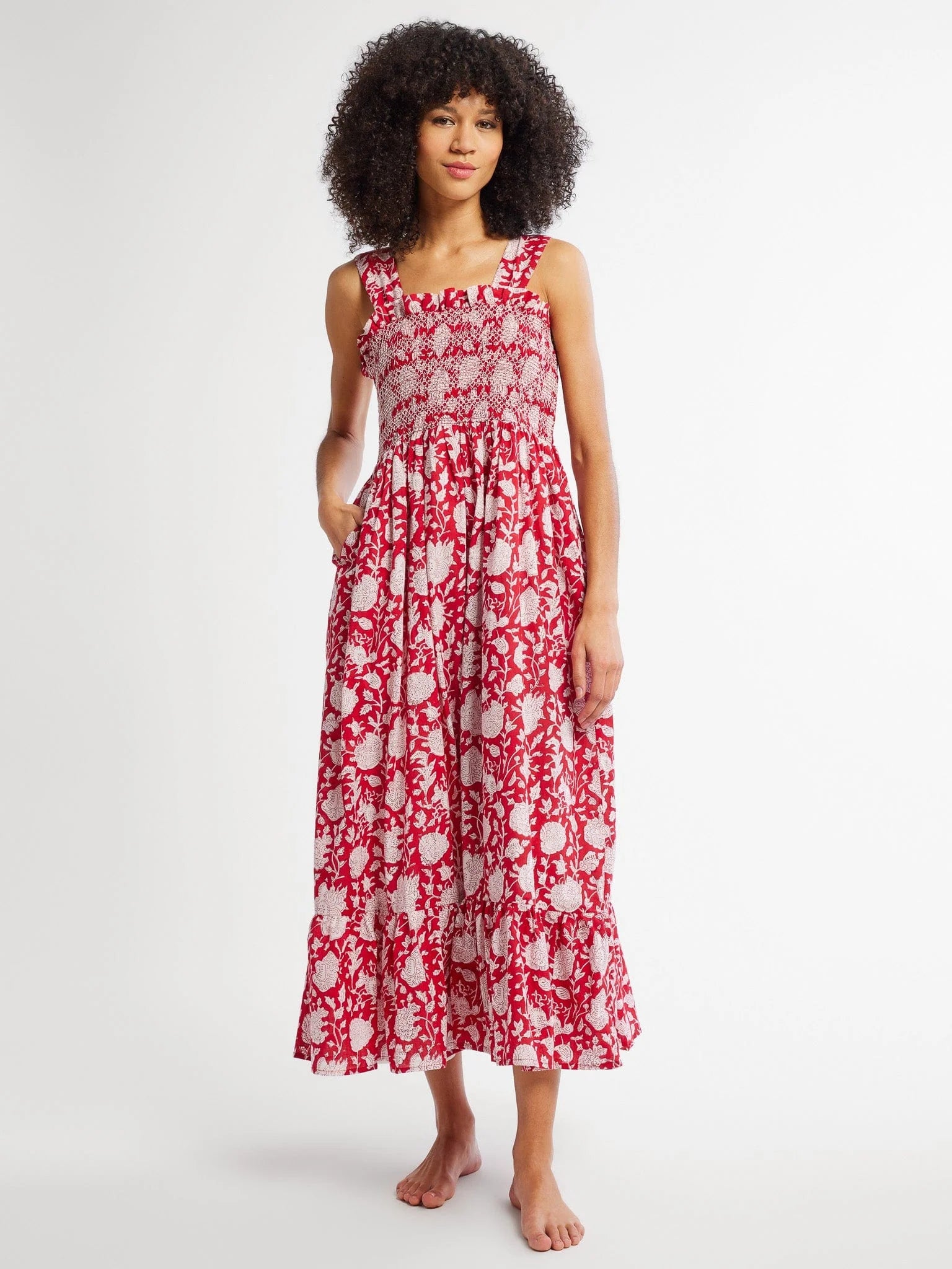 Mille Garden Dress - Red Zinnia