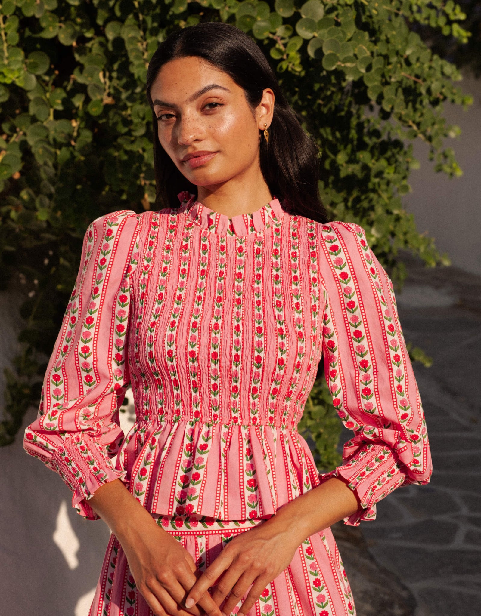 Pink City Prints Isabel Top - Alpine Rose – Batik Chicago