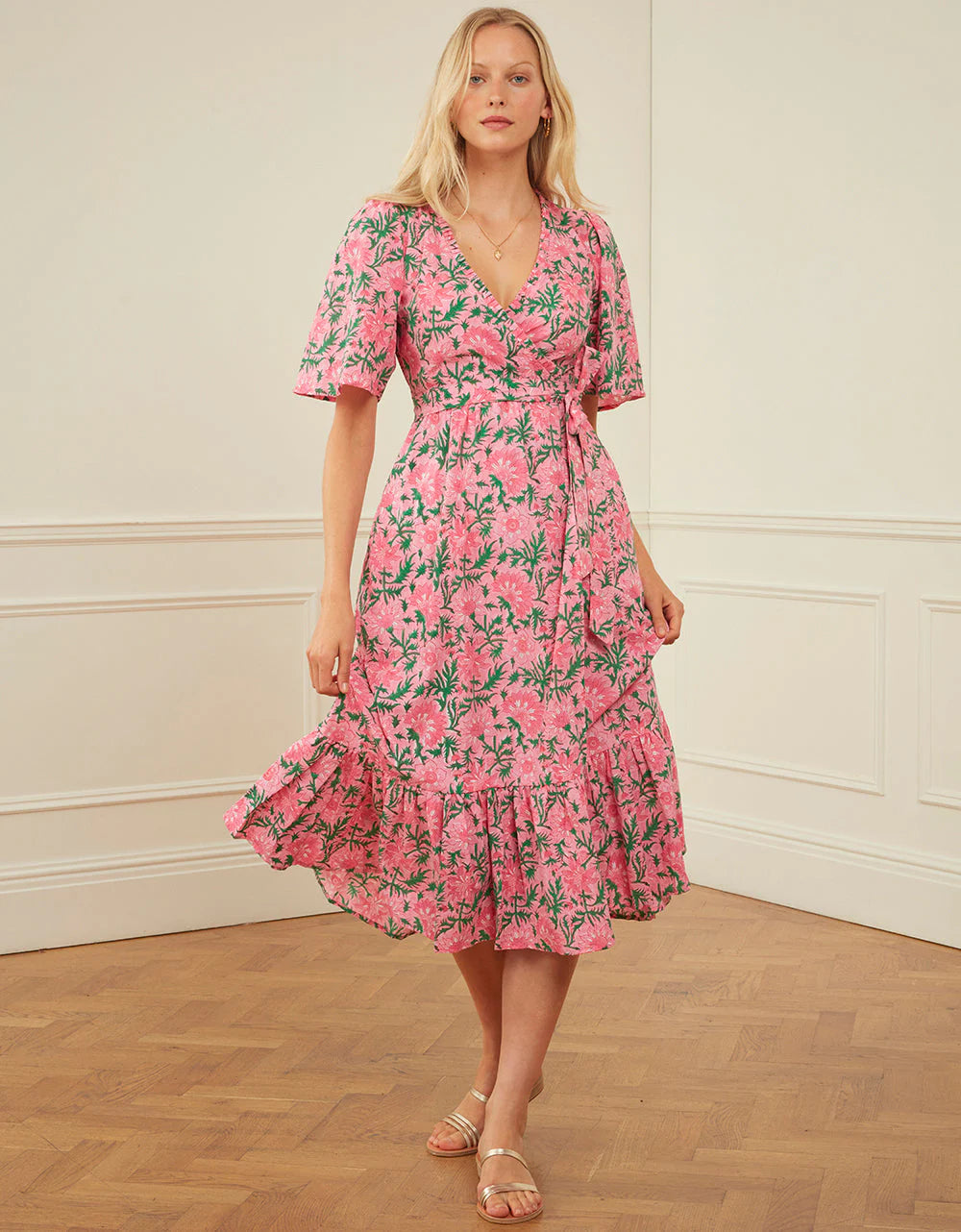 bubblegum pink midi dress Pink City Prints Jemima Dress