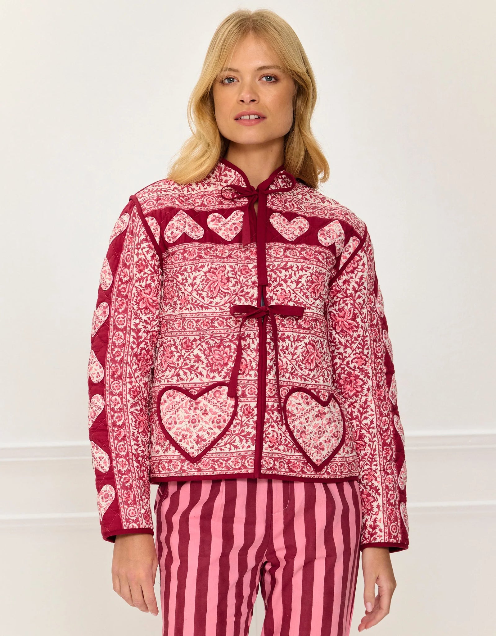 Pink City Prints Penny Jacket - Burgundy Patchwork
