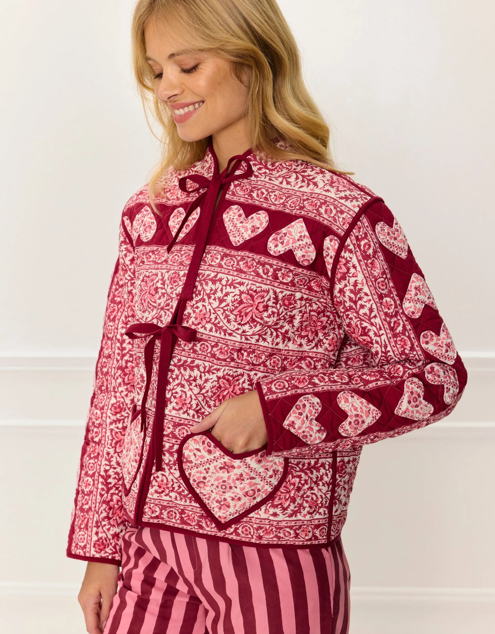 Pink City Prints Penny Jacket - Burgundy Patchwork