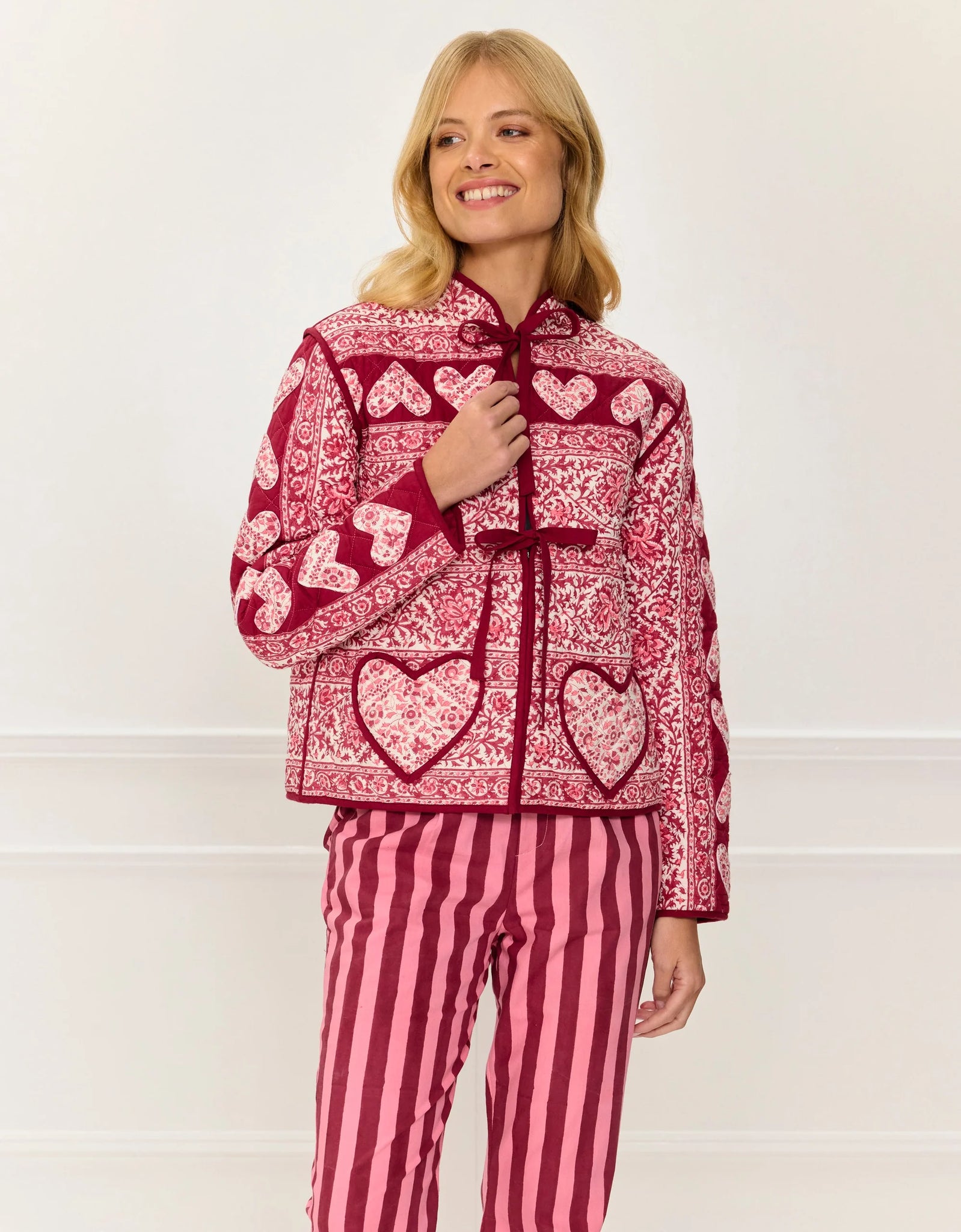 Pink City Prints Penny Jacket - Burgundy Patchwork