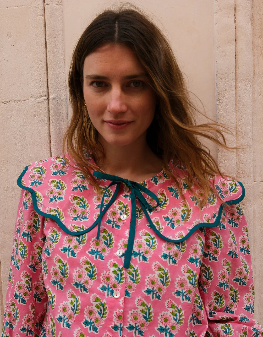 Pink City Prints Apple Blouse - Candy Zinnia