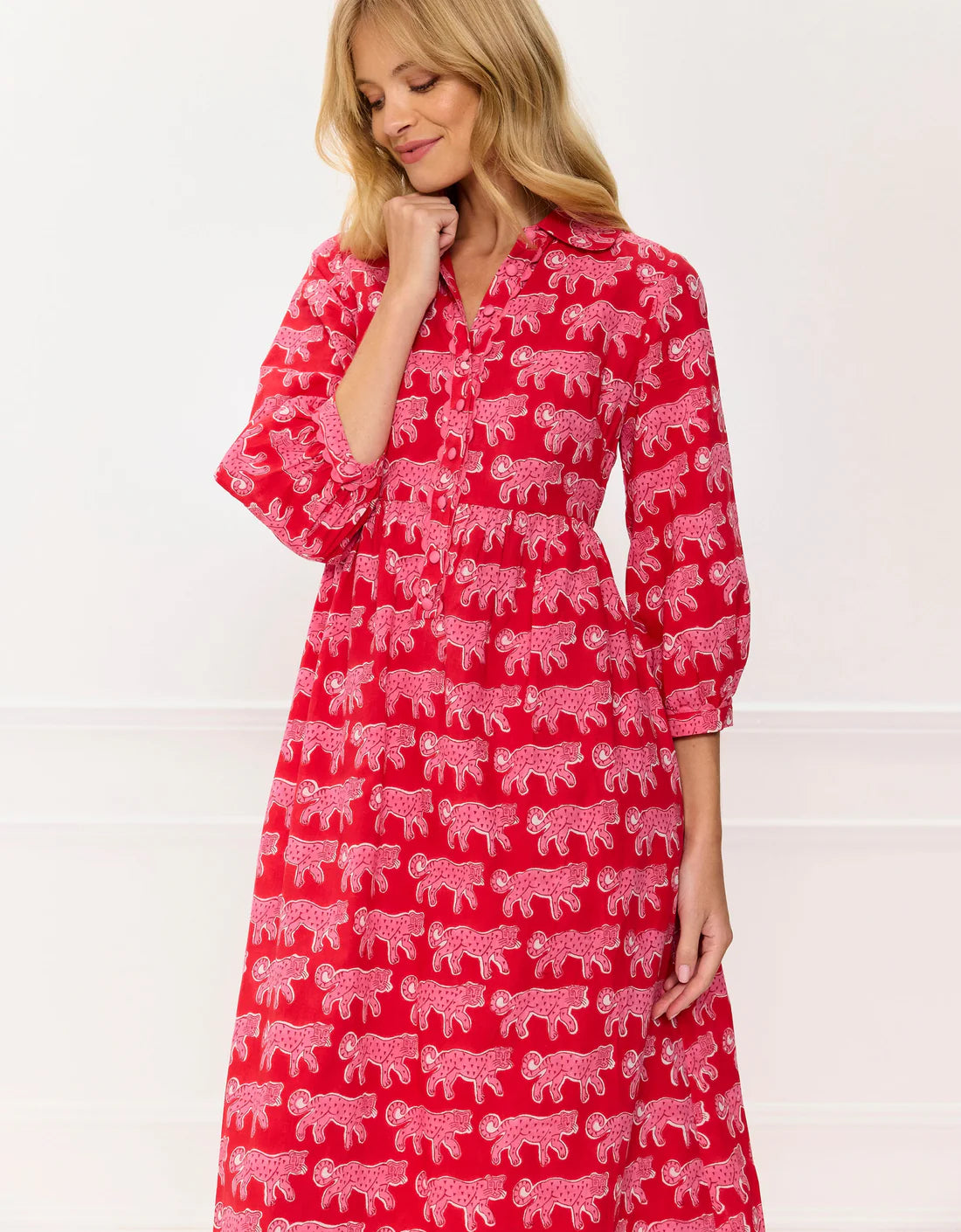 Pink City Prints Gina Dress - Crimson Leopard