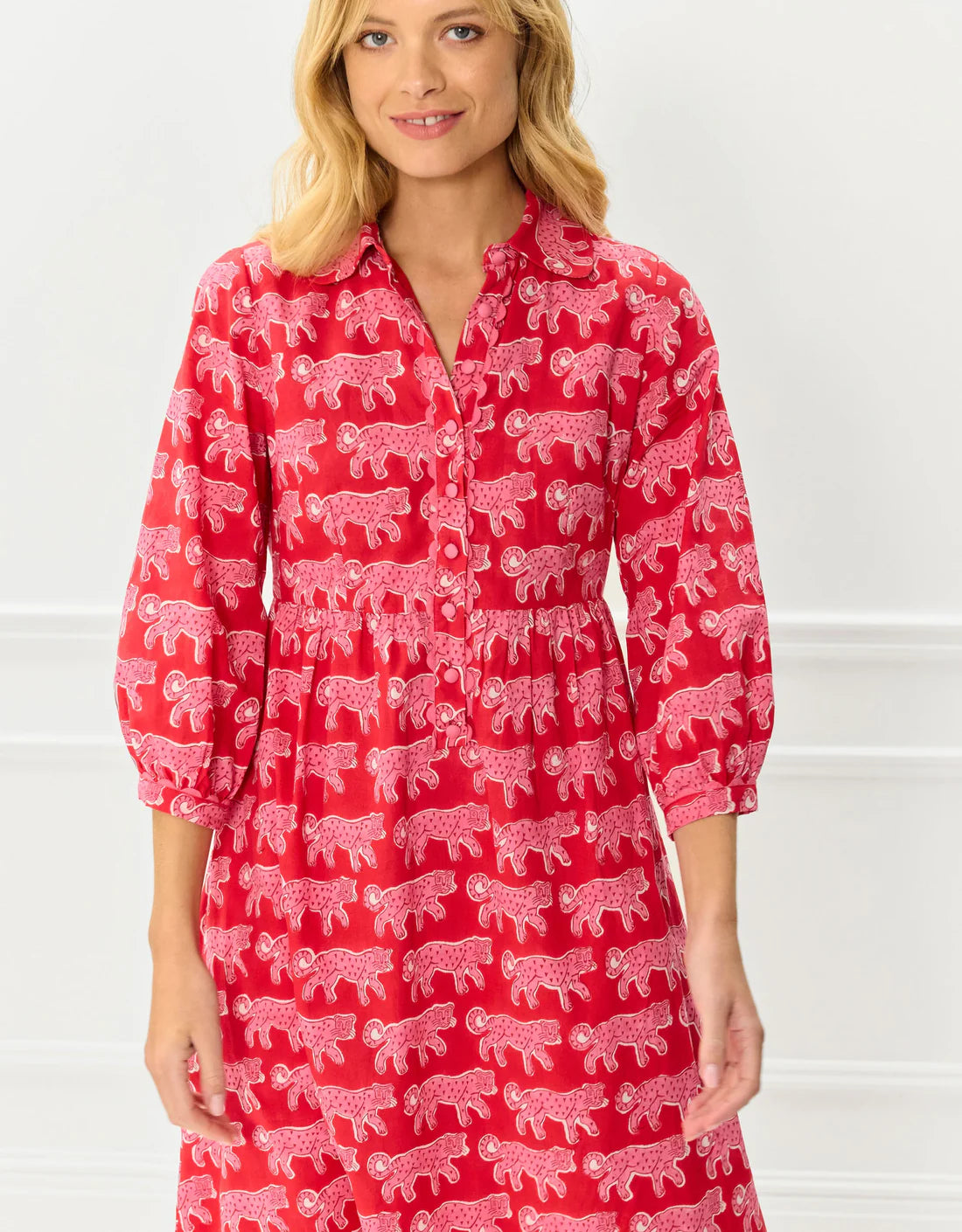 Pink City Prints Gina Dress - Crimson Leopard