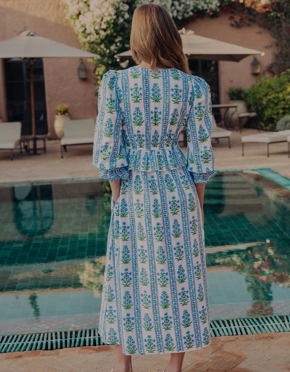 Pink City Prints Melanie Dress - Indigo Border – Batik Chicago