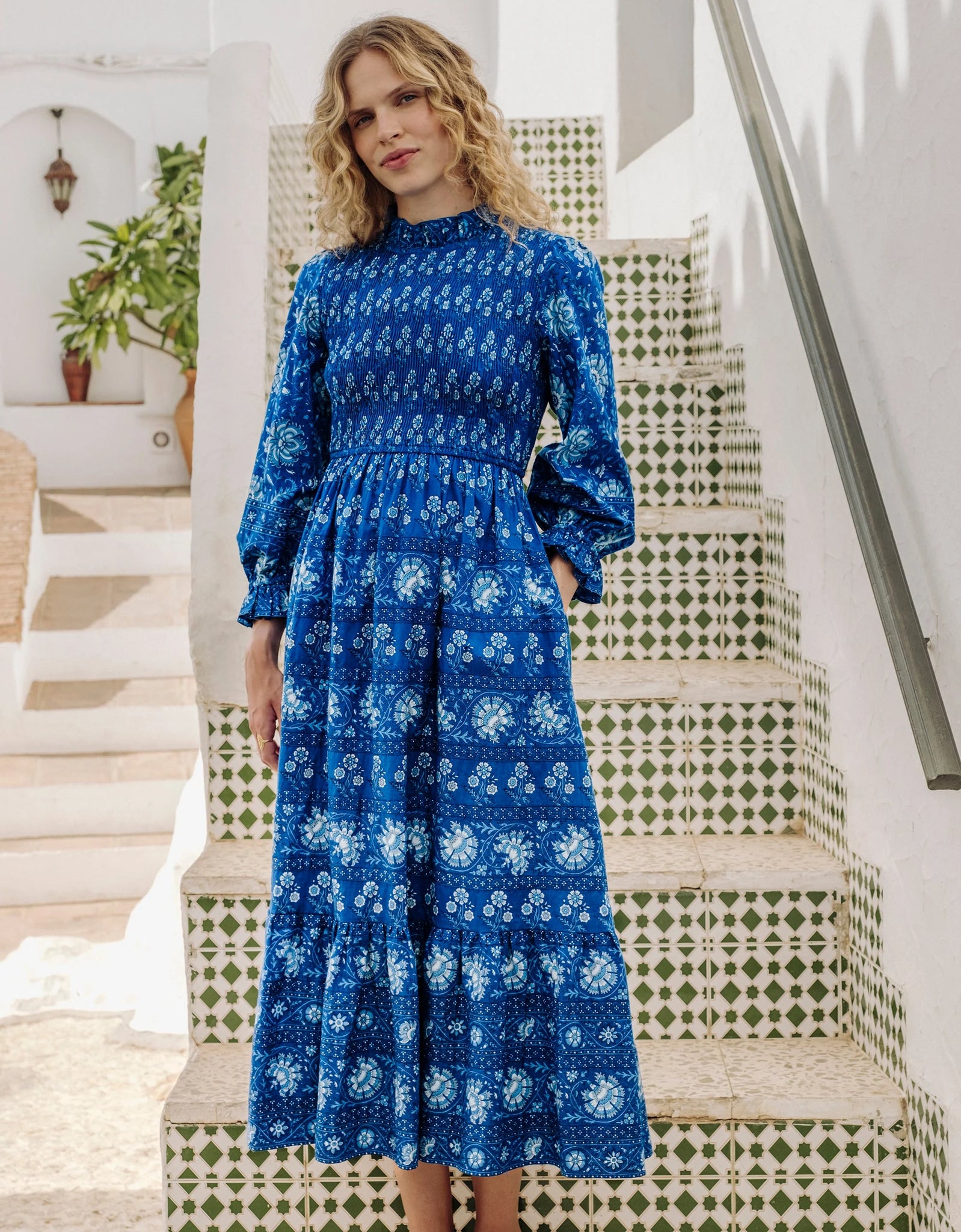 Pink City Prints Isabel Dress - Indigo Forest Pink City Prints Isabel Dress - Indigo Forest