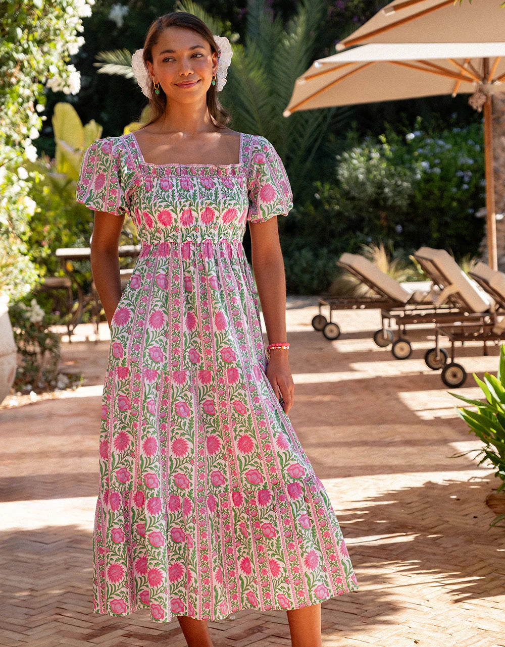 Pink City Prints Jodhpur Dress - Lilac Border