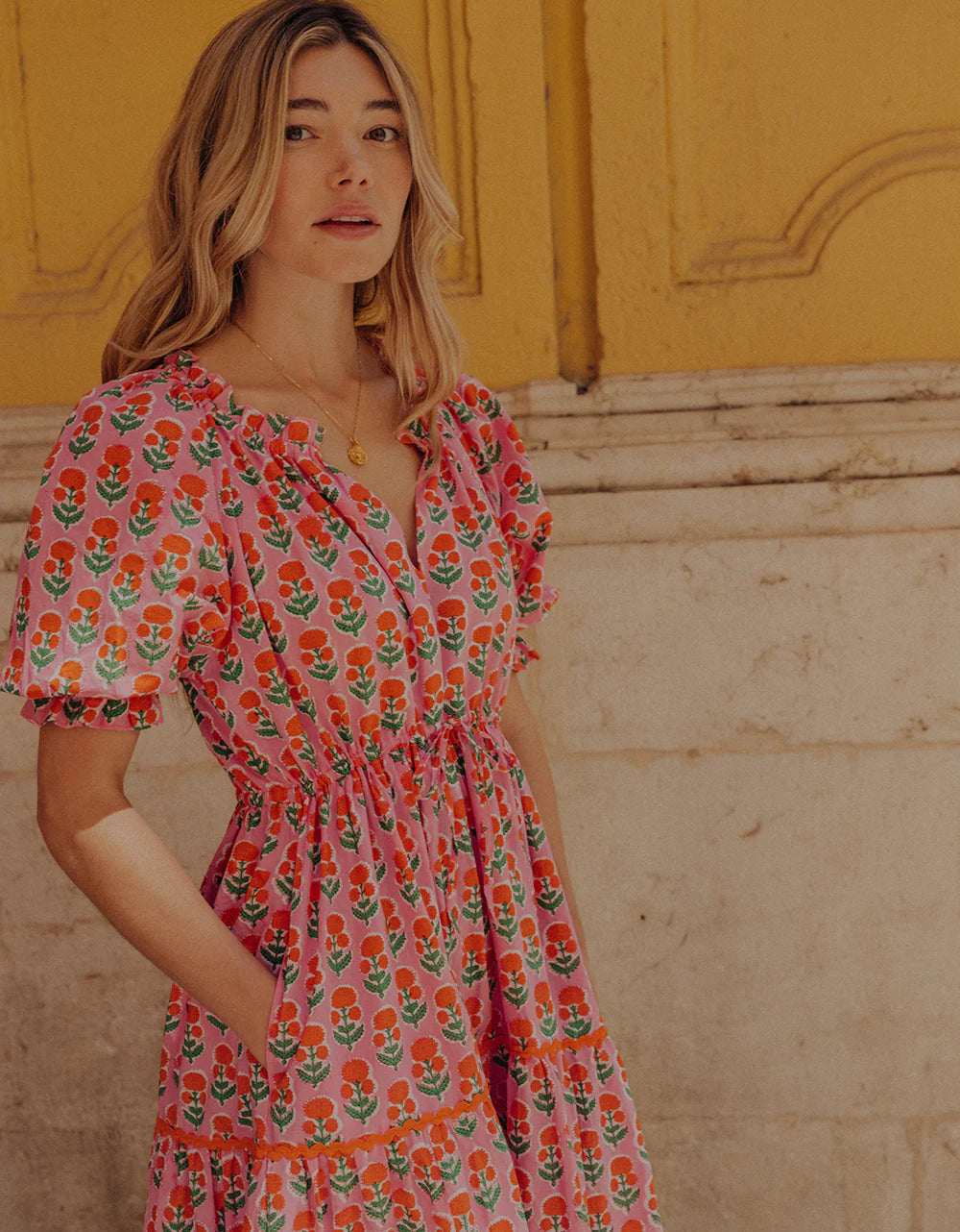 Pink City Prints Calypso Dress - Marigold Buta