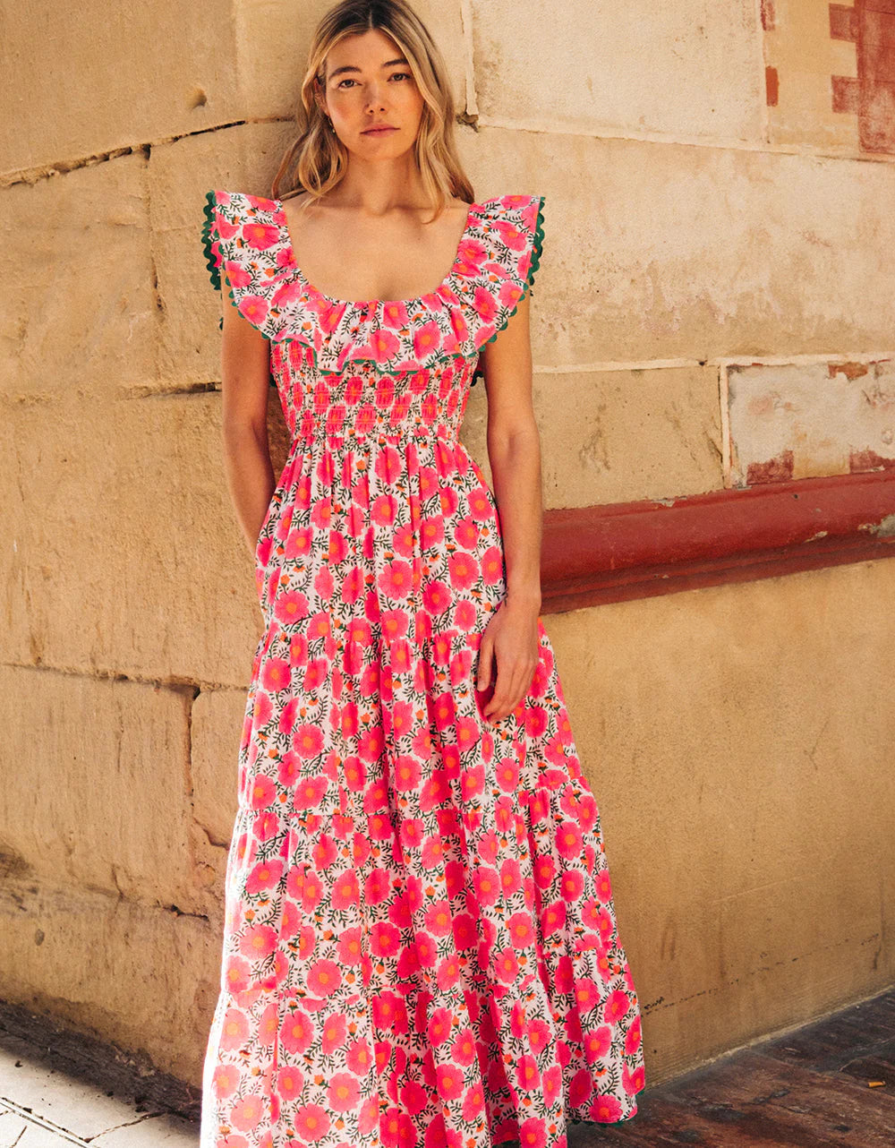 Pink City Prints Susie Dress - Neon Poppy